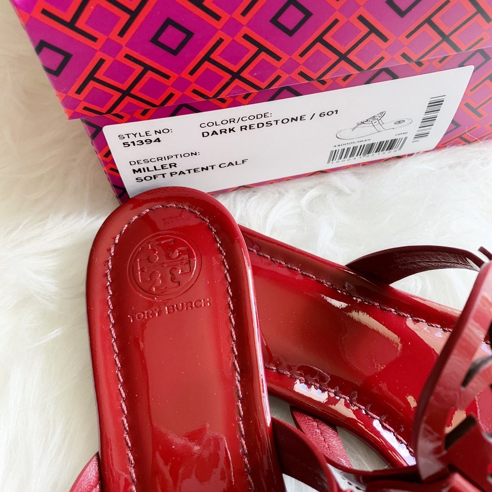 Tory Burch Miller sandals patent dark redstone - Picture 3 of 8